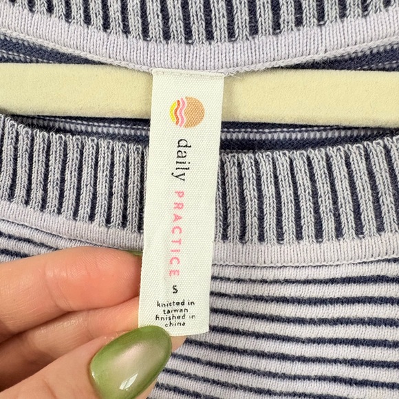 DAILY PRACTICE by Anthropologie Striped Ribbed Knit Tunic Dress Womens S Blue - Picture 3 of 6